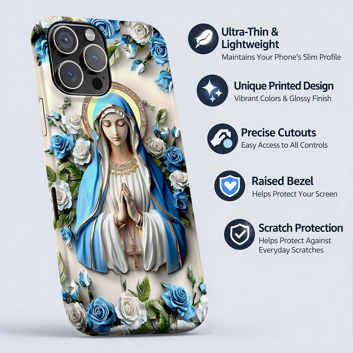 Lorva Phone Case Charming Virgin Mary Roses
