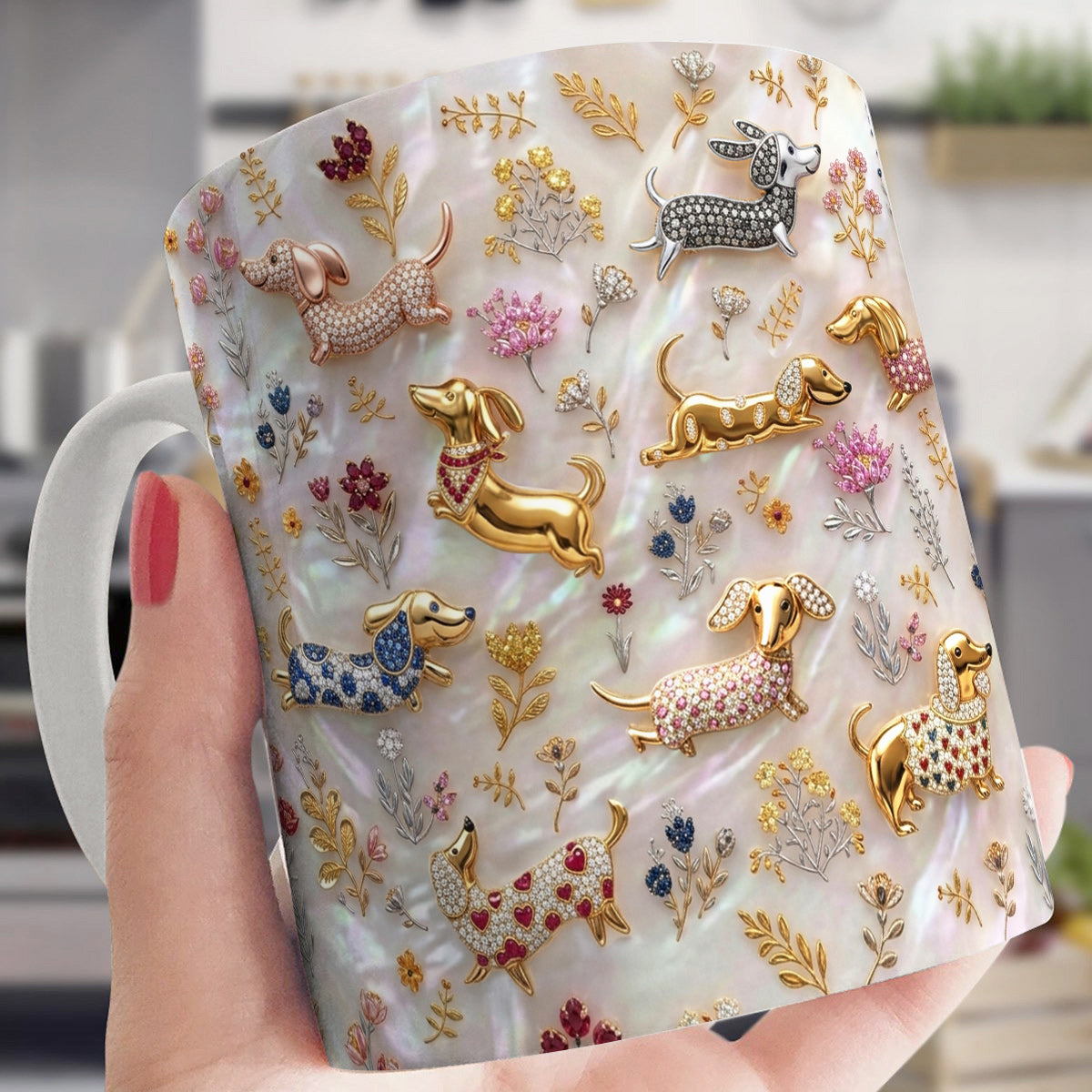 Lorva Dachshund Mug Sparkling Field Flowers