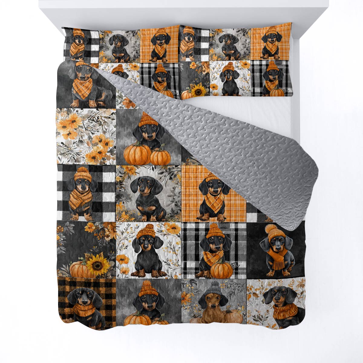 Lorva All Season Quilt 3-Piece Set Golden Autumn Dachshund