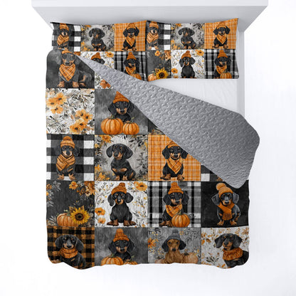 Lorva All Season Quilt 3-Piece Set Golden Autumn Dachshund