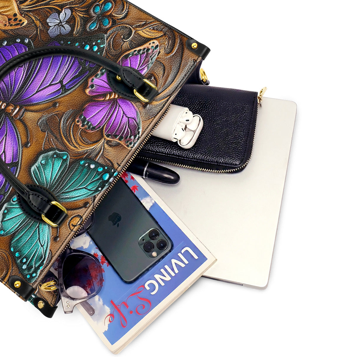 Lorva Leather Bag Colorful Butterflies