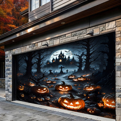 Lorva Garage Door Banner Decoration Halloween Pumpkin Haunted House