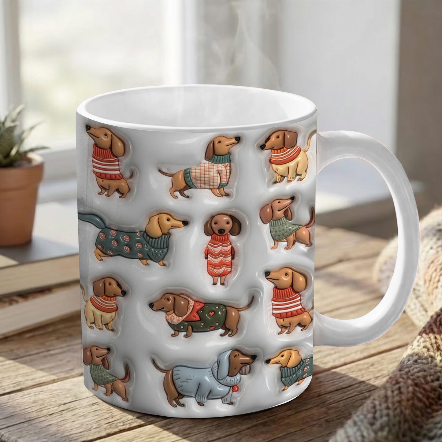 Lorva Flat Print Mug Cute Dachshunds