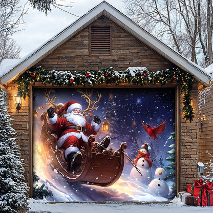 Lorva Christmas Garage Door Banner Decoration Christmas Eve Sleigh Ride