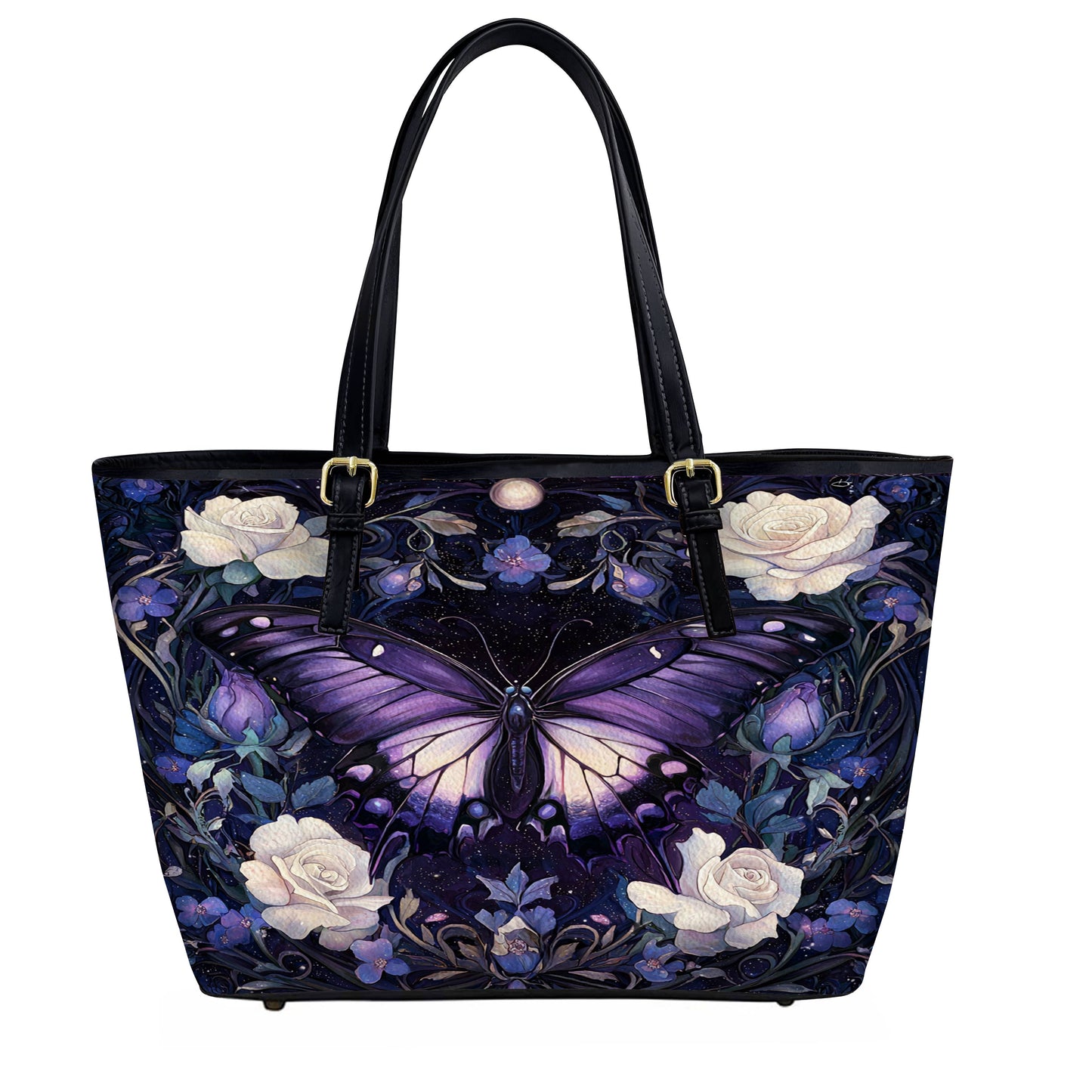 Lorva Butterfly Leather Tote Bag Celestial Rose Garden