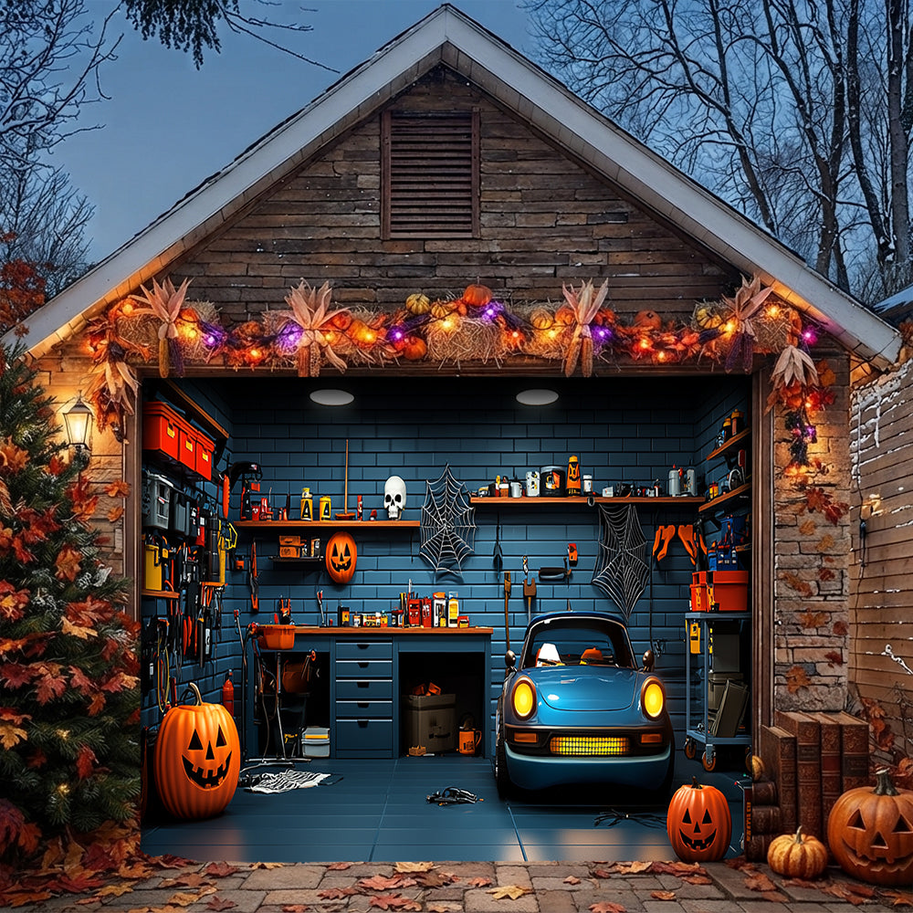 Lorva Halloween Garage Door Banner Decoration Spooky Muscle Car