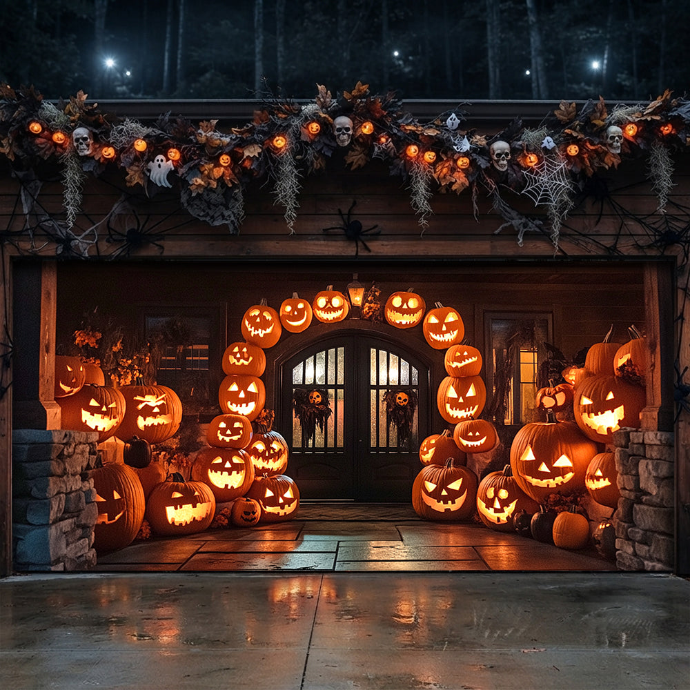 Lorva Halloween Garage Door Banner Decoration The Haunted Pumpkin House