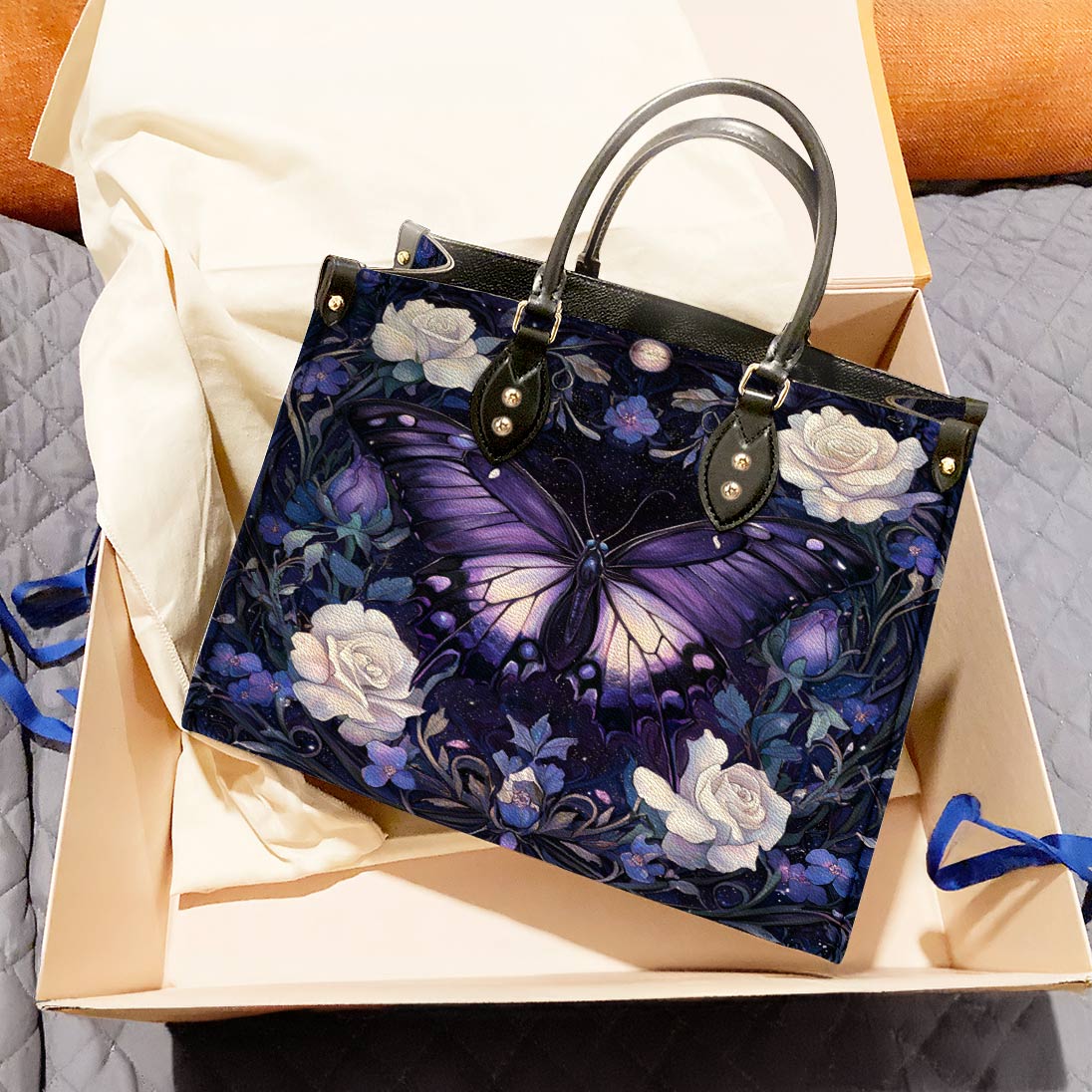 Lorva Butterfly Leather Bag Celestial Rose Garden