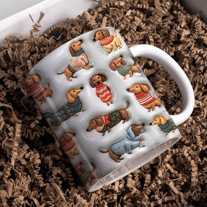Lorva Flat Print Mug Cute Dachshunds