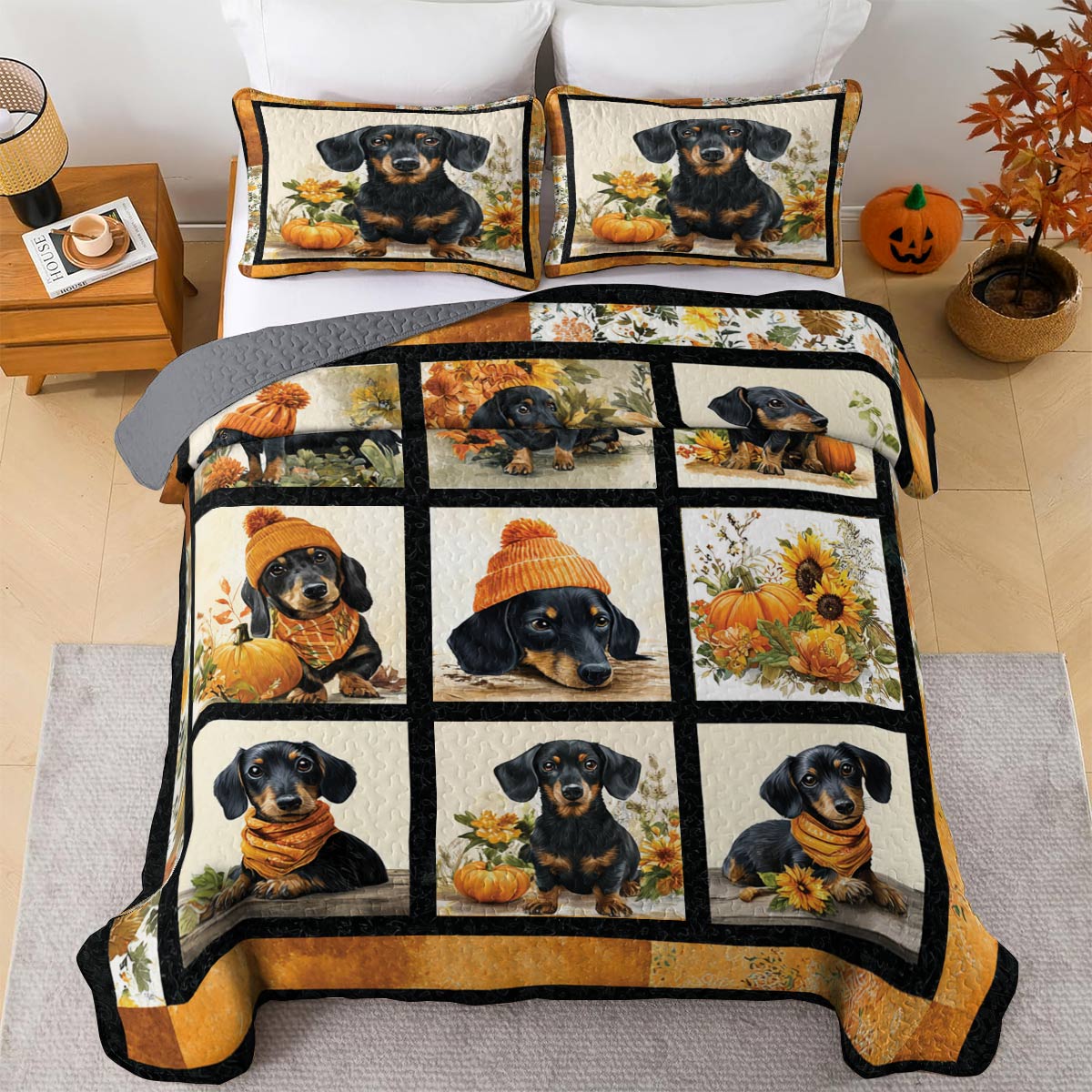Lorva All Season Quilt 3-Piece Set Autumn Doxie Dreams