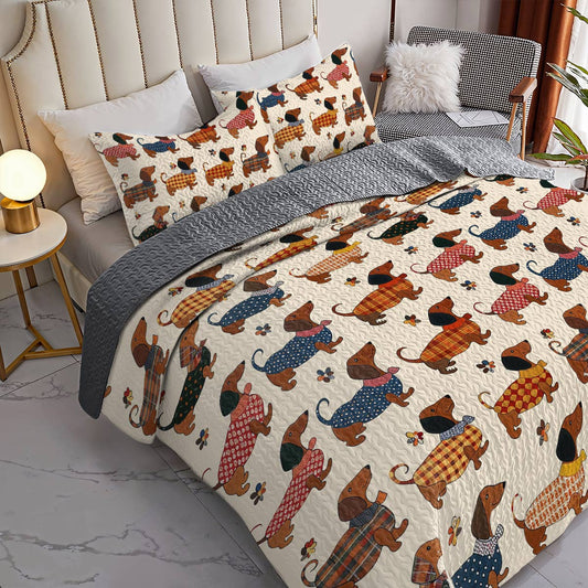 Dachshund Lorva All Season Quilt 3-Piece Set Joyful