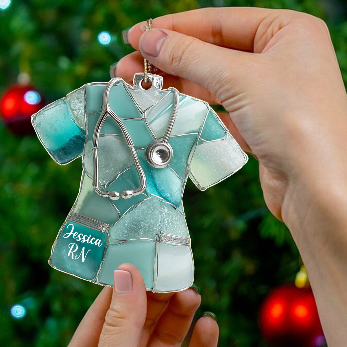 Lorva Personalized Nurse 2D Acrylic Ornament Scrub Shine