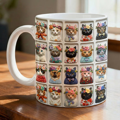 Lorva Mug Beautiful Floral Cats