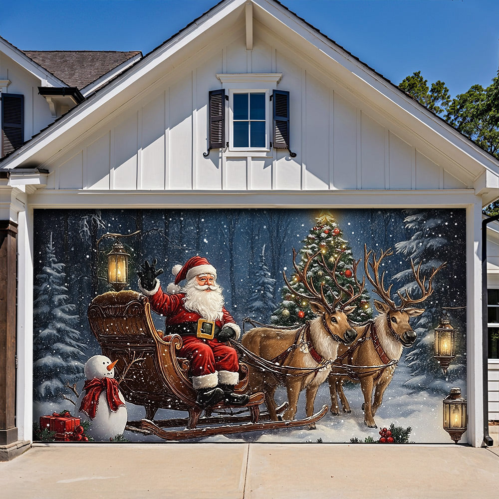 Lorva Christmas Holy Family Garage Door Banner Decoration Santa’s Rustic Christmas Retreat