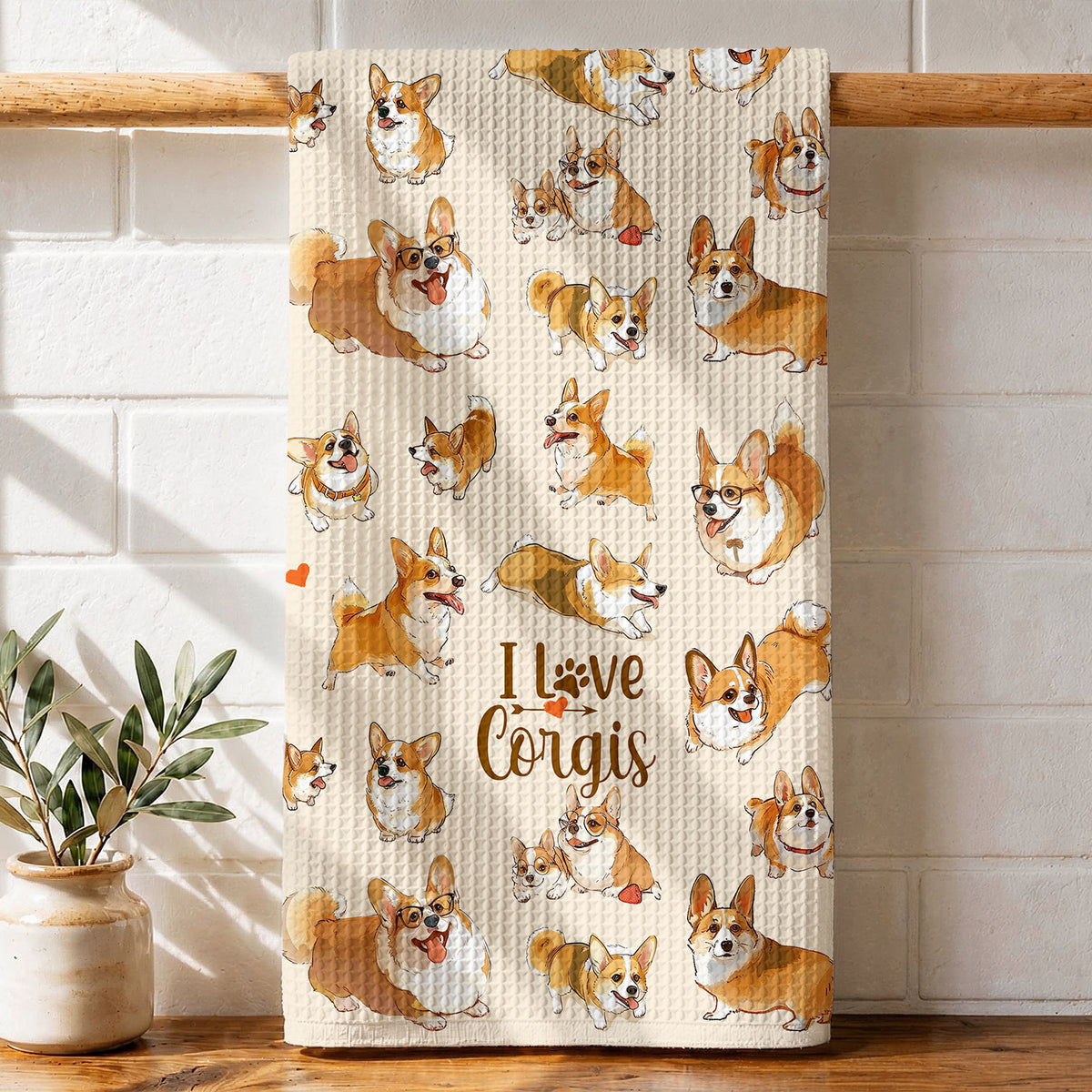 Lorva Corgi Kitchen Towel I Love Corgis