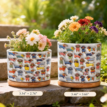 Lorva Dachshund Flat Print Ceramic Plant Pot Amazing Stylish
