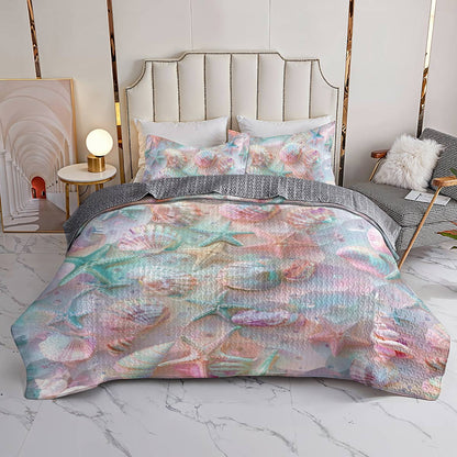 Lorva Beach All Season Quilt 3-Piece Set Beautiful Seashell