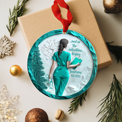 Lorva Nurse 2D Acrylic Ornament Personalized And So The Adventure Begins