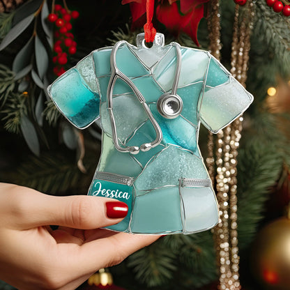 Lorva Personalized Nurse 2D Acrylic Ornament Scrub Shine
