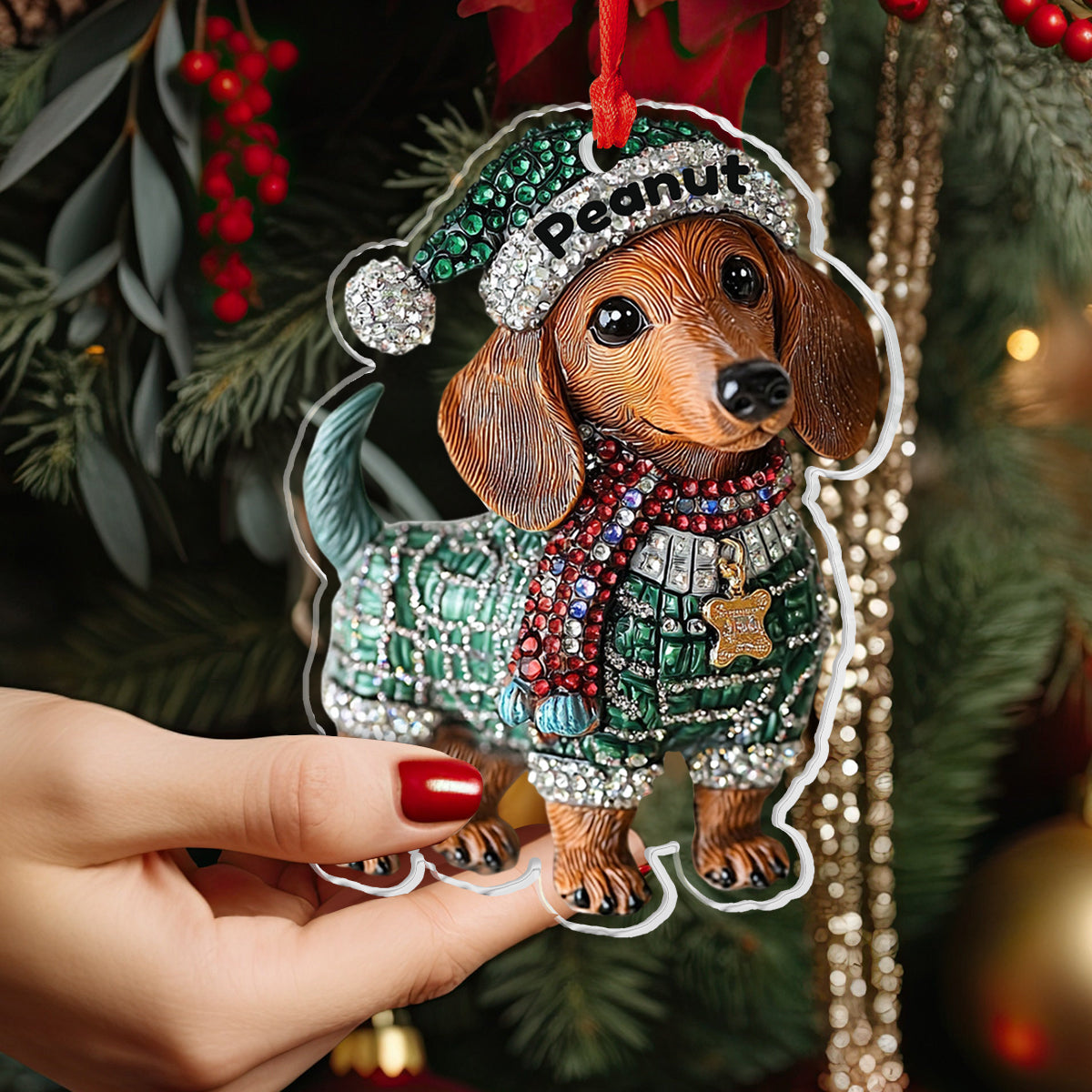 Lorva Dachshund Personalized 2D Acrylic Ornament Cute