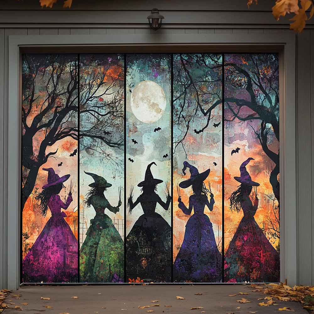 Lorva Halloween Garage Door Banner Decoration Mystic Witches