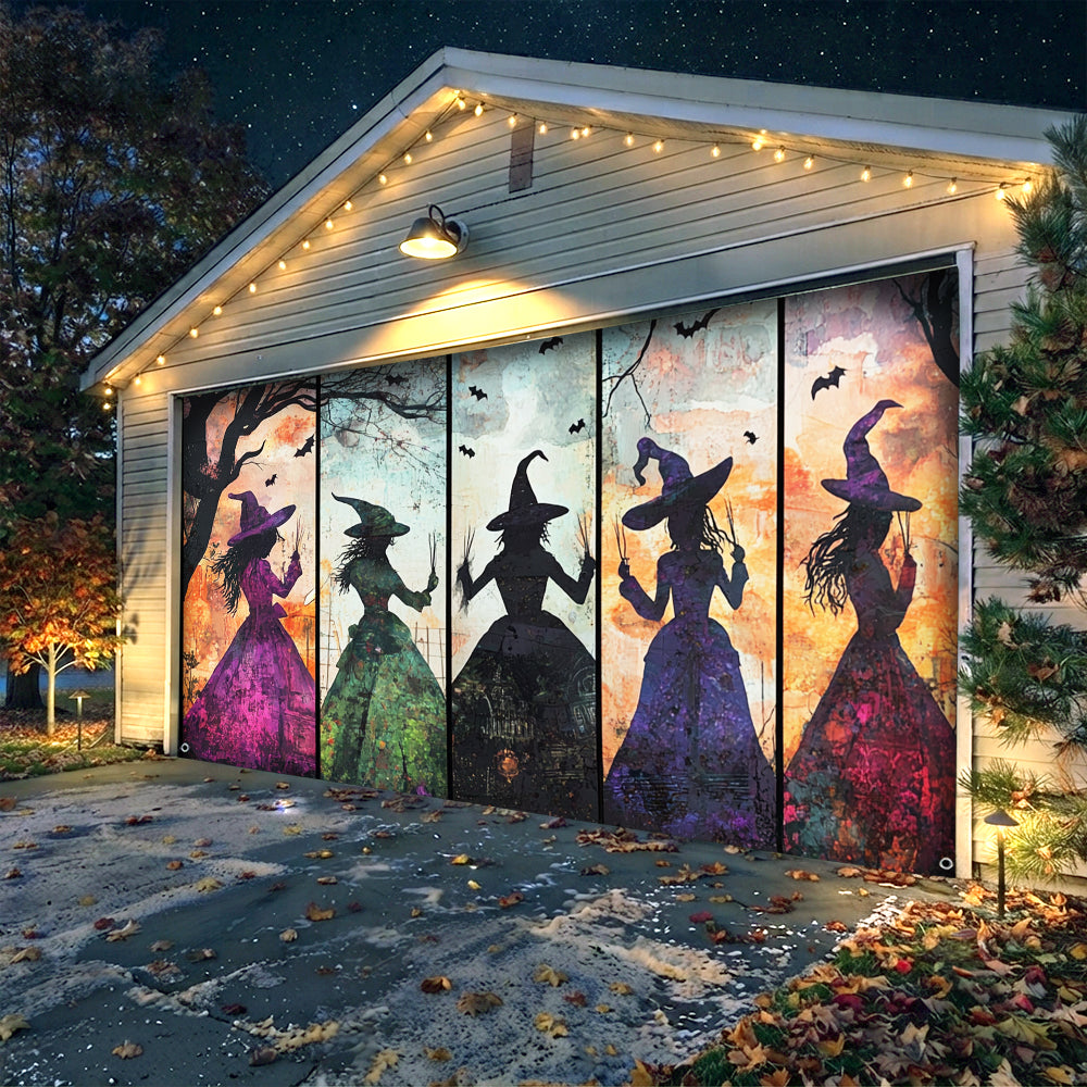 Lorva Halloween Garage Door Banner Decoration Mystic Witches