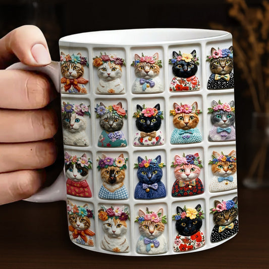 Lorva Mug Beautiful Floral Cats