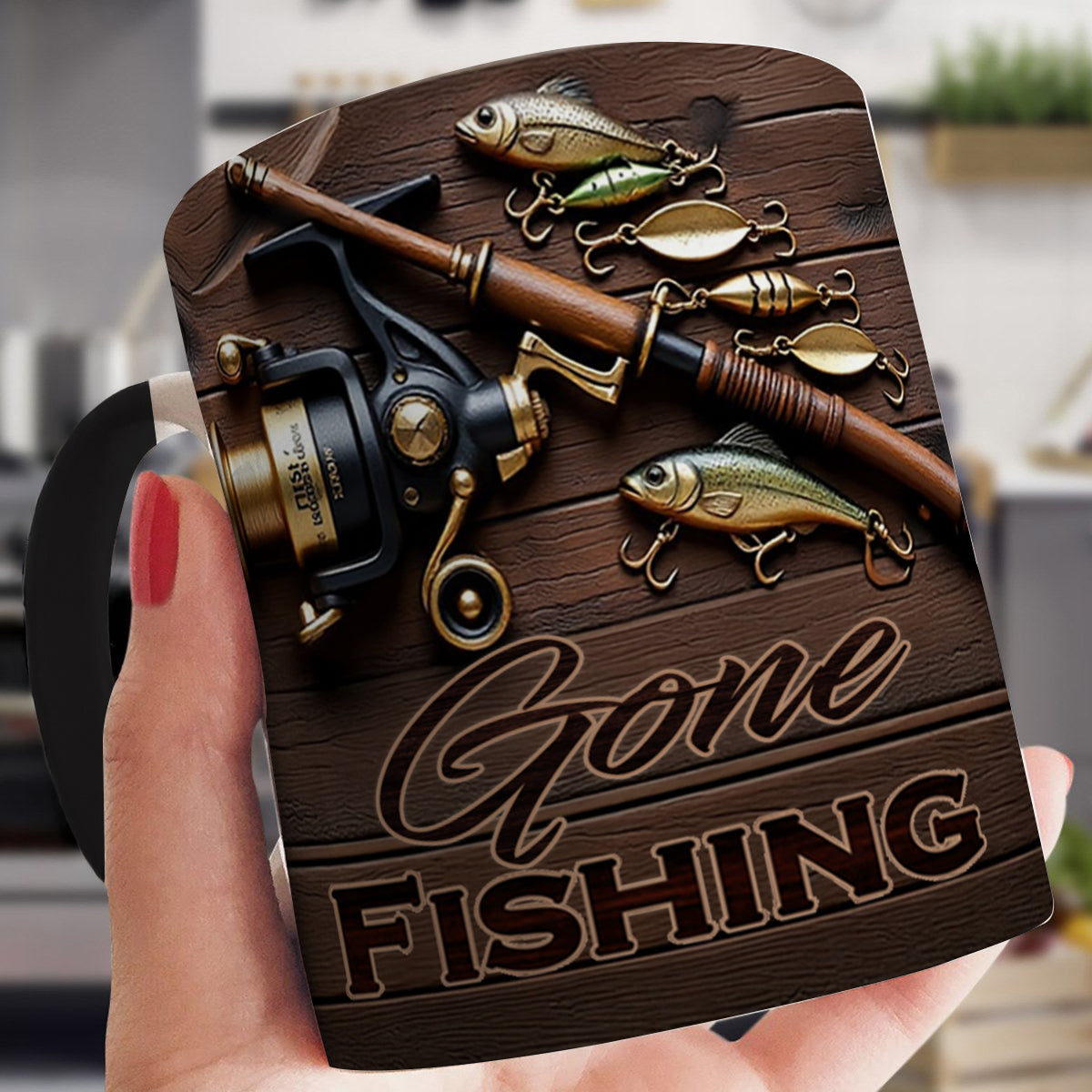 Lorva Personalized Mug Gone Fishing
