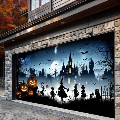 Lorva Halloween Garage Door Banner Decoration Haunted Halloween Village