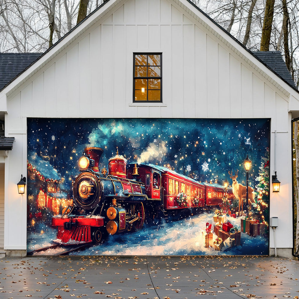 Lorva Christmas Garage Door Banner Decoration Santa’s Midnight Express