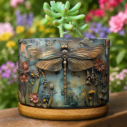 Lorva Ceramic Plant Pot Beautiful Garden Dragonfly