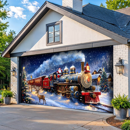 Lorva Christmas Garage Door Banner Decoration Santa’s Magical Christmas Train