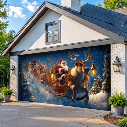 Lorva Christmas Garage Door Banner Decoration Santa’s Christmas Reindeer Team