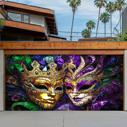 Lorva Mardi Gras Garage Door Banner Decoration King & Queen