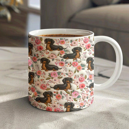 Lorva Flat Print Dachshund Mug Charming Rose