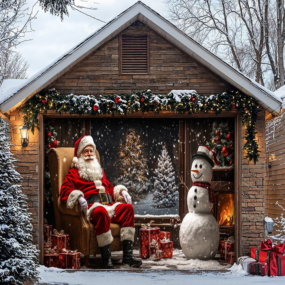 Lorva Christmas Garage Door Banner Decoration Santa’s Cozy Living Room