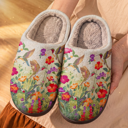 Lorva Hummingbird Fleece Lined Slippers Enchanted Hummingbird Garden