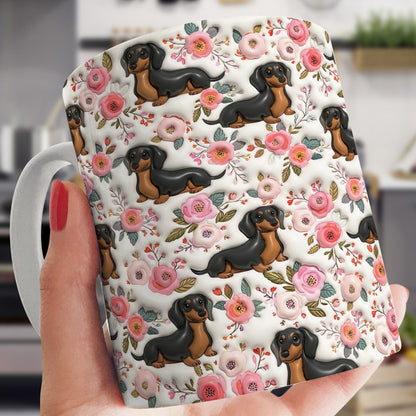 Lorva Flat Print Dachshund Mug Charming Rose