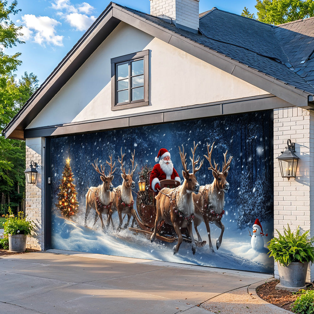Lorva Christmas Garage Door Banner Decoration Happy Trip