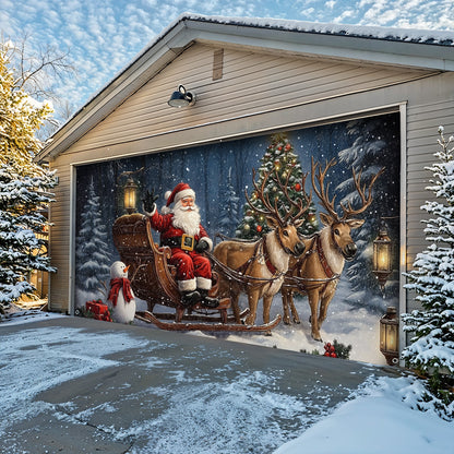 Lorva Christmas Holy Family Garage Door Banner Decoration Santa’s Rustic Christmas Retreat