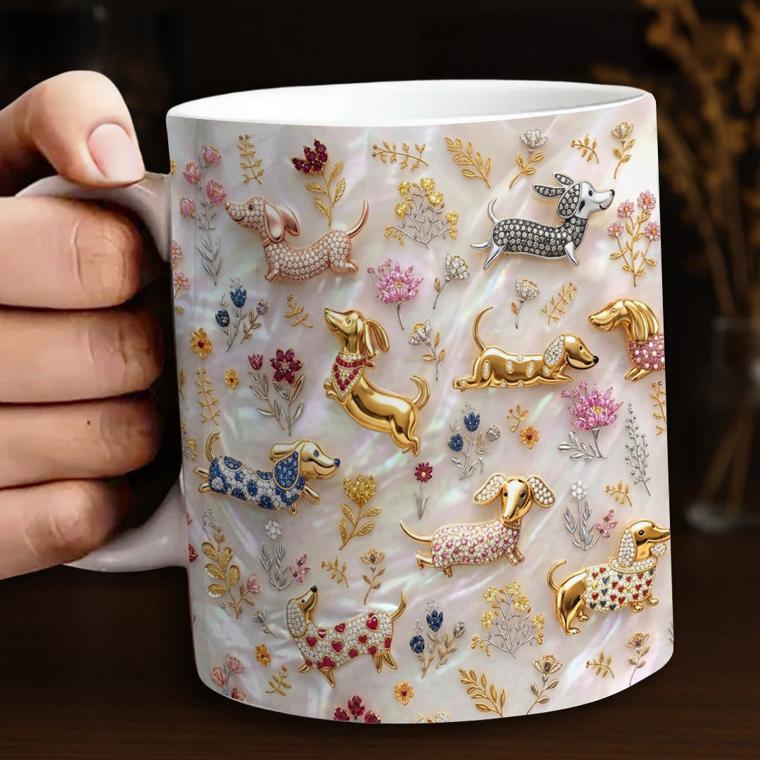 Lorva Dachshund Mug Sparkling Field Flowers