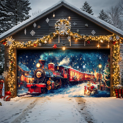 Lorva Christmas Garage Door Banner Decoration Santa’s Midnight Express