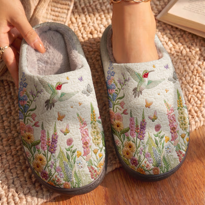 Lorva Hummingbird Fleece Lined Slippers Fluttering Blossoms