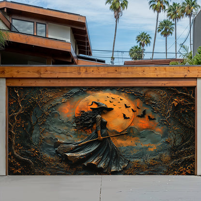 Lorva Witch Garage Door Banner Decoration Rustic Autumn Witch