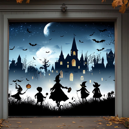 Lorva Halloween Garage Door Banner Decoration Haunted Halloween Village