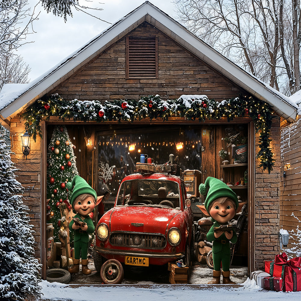 Lorva Christmas Garage Door Banner Decoration Christmas Elves Garage