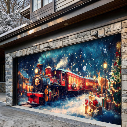 Lorva Christmas Garage Door Banner Decoration Santa’s Midnight Express