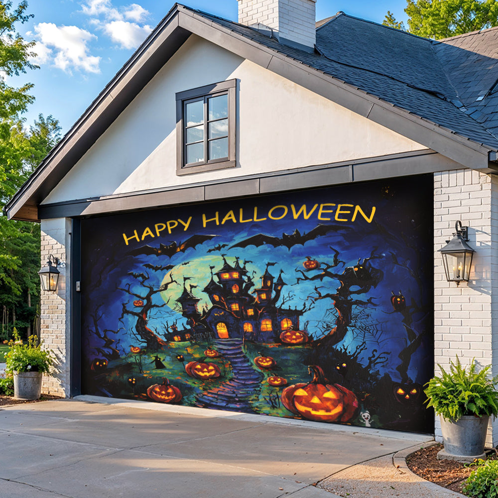 Lorva Happy Halloween Garage Door Banner Decoration