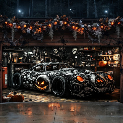 Lorva Halloween Garage Door Banner Decoration Haunted Car Garage Halloween