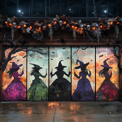 Lorva Halloween Garage Door Banner Decoration Mystic Witches